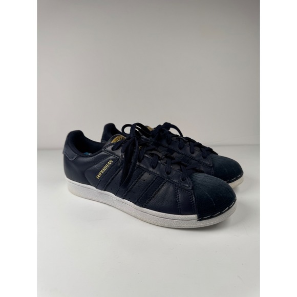 Adidas Superstar Originals Classic Sneakers Blue Velvet Velour Women's Size 7.5 - Picture 1 of 8